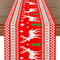 Miniatyrbillede 1 af 4: Juledug Rød Linneddug Jule Lang Træ og Hjorte Dug 183*33cm