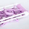 Miniatyrbillede 4 af 5: Tørreclipsstativ Plast Foldbar vindtæt skridsikre undertøjsstrømpeophæng med 12 klips til hjemmet Nordic Purple