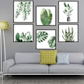 Miniatyrbild 2 av 5: Grön växt fotoram Väggdekor - Botanisk löv väggdekor för sovrum