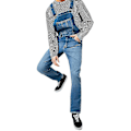 Miniatyrbilde 2 av 4: Jeansoveraller for menn, løs passform, dungarees, jumpsuits, 2XL, mørk blå