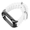 Miniatyrbillede 4 af 8: Silikone urrem med rustfrit stål beskyttende kofangerkasse Tilbehør Passer til Mi Band 7 White