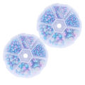 Miniatyrbillede 2 af 8: 2 æsker Gradient Imitation Pearl Semicircular Nonporous Flat Back Dekorative Tilbehør til Tøj DIY (Blå Lilla)