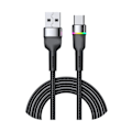 Miniatyrbilde 4 av 8: Hurtiglading Kabel Aluminiumlegering USB C Ladning Datakabel Til Telefon 3A Fargerikt Lys Svart