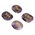 Miniatyrbild 7 av 8: 4 element Blandade stenar graverade triangulära symboler Jord Luft Brand Vatten Polerade runstenar för Reikikristaller Healing Ametist