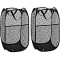 Miniatyrbild 1 av 5: 2 Stycken Hopfällbara Tvättkorgar Pop Up Mesh Tvättkorg Bin Bag Tvättkorg Leksaksförvaring Organizer (Svart)