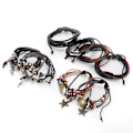 Miniatyrbillede 4 af 8: 8 stk læderarmbånd håndvævede mænds flerlags flettede retro punk smykker