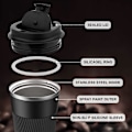 Miniatyrbild 3 av 5: (Svart) Resemugg för varma drycker - 380ml - Läcksäker isolerad kaffemugg i rostfritt stål för varm/kall kaffe, mjölk, te