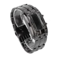 Miniatyrbillede 2 af 8: LED-ur Unik Binær Time Mode Display Konveks buestruktur Vandtæt LED-armbåndsur Elektronisk ur Sort S