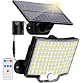 Miniatyrbillede 1 af 5: Solcelled Bevægelsessensor Overlygter - 106 LED'er, 3000lm - Fjernbetjening - Skumring til Daggry Solsikkerhed Væglygter - 5m Kabel