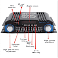 Pikkukuva 2 / 5: HiFi-äänivahvistin Audio Amplifier Bluetooth Karaoke-soitin Musta
