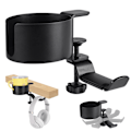 Miniatyrbillede 5 af 8: Under Desk Hovedtelefon Stativ 360 Graders Rotation Desktop Vandkop Opbevaring Mount til Kontor Sort