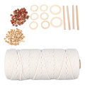 Miniatyrbild 7 av 8: Macrame-satser för nybörjare Bomull Macrame-snöre med träpärlor Träringar Macrame Plant Hanger Kit Macrame Supplies