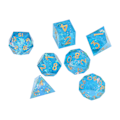 Miniatyrbillede 6 af 8: 7 stk. polyhedral harpiks terningesæt RPG-spil terninger med skarpe kanter til brætspil matematikundervisning