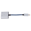 Pikkukuva 5 / 8: 2-in-1 USB C - 3,5 mm:n äänisovitin Type-C - AUX-liitäntään USB C PD 60 W:n pikalatausadapterilla, sininen