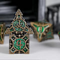 Miniatyrbilde 4 av 5: 7 Deler Dnd Terninger, Metall Polyhedral Rpg Dnd Terning Sett (Grønt Pulver)