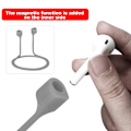 Miniatyrbild 7 av 8: Dubbel magnetisk silikon anti-förlorad öronpropp slinga rem snöre sladd för Airpods grå