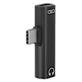 Miniatyrbilde 1 av 8: 2 i 1 Type C til 3,5 mm Jack Hodetelefon USB-ladekonverter Multifunksjonell Transverter Svart