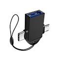 Pikkukuva 4 / 8: OTG-sovitin 3-in-1, tyyppi C - USB 3.0 -naaras, alumiiniseos, yleiskäyttöinen Androidille, musta, avainnauhalla