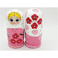 Miniatyrbild 3 av 5: 7-lagers blond flicka Trä Matryoshka Nesting Doll Toy Set för småbarn - Rosa Babushka Dolls Present för barn