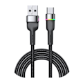 Miniatyrbilde 1 av 8: Hurtiglading Kabel Aluminiumlegering USB C Ladning Datakabel Til Telefon 3A Fargerikt Lys Svart