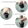 Miniatyrbillede 3 af 5: Paraply Kegle Base Holder, til Terrassebord Hul Åbning og Stabilitet eller Paraply Base Holder, Paraplystativ, 1.5\" Parasol (Sort, 2 Stykker), Fontaineb