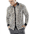 Miniatyrbillede 2 af 5: Disco Danse Skjorte til Mænd, Skinnende Sequin Mesh Top, 60'er 70'er Style XL Guld