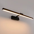 Miniatyrbillede 1 af 5: Moderne sort LED-badeværelsesspejlys - 50 cm, 12 W, IP44 vandtæt, 180° roterbar, varm hvid 3000K