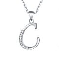 Miniatyrbilde 1 av 8: 925 Sterling Sølv C-anheng Blanke Rhinestones Smykkefremstilling Initial Alfabetet C-anheng for Halskjede Armbånd
