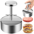 Miniatyrbillede 4 af 4: Justerbar Hamburgerform i Rustfrit Stål - Non-Stick Former til Oksekød, Grøntsager og Burgere