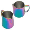 Miniatyrbillede 8 af 8: Farverig tyk rustfrit stål kaffe mælkeskummende kop kande kande til hjemmet Kaffe Latte Art400ml