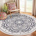 Miniatyrbilde 1 av 5: Boho Mandala Rundt Teppe - Klassisk Moderne Tradisjonell Stil for Soverom eller Stue (120 x 120cm)