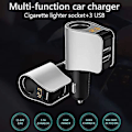 Miniatyrbild 5 av 5: Ny Mini USB Multi-Laddare USB-Laddare - 3 USB - 5V /3.6A - Voltmeterfunktion LED-Display Batteri - Universell Kompatibilitet (3usb) Silver