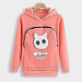 Miniatyrbillede 4 af 5: Sweatshirt Katteelskere Hættetrøje Kænguru Hund Kæledyr Pote Pullovers Kælepose Sweatshirt Lomme Dyreøre Hætte Høj Kvalitet Sort M