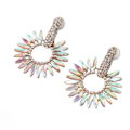 Miniatyrbilde 3 av 8: Mote Rhinestone Statement Drop Dangle Øredobber Store Lysekrone Øredobber for Kvinner Hvit AB Midten KC Gull