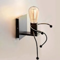 Miniatyrbillede 1 af 5: Personlig Væglampe, Retro Industriel Lampe Kreativ E27 Stue Dekorativ Smedejern, Soveværelse Væglampe (Sort Enkelt Hoved)