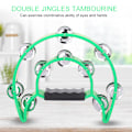 Miniatyrbillede 6 af 8: Double Row Jingles Handbell Tambourine Percussion Musical Instrument (Grøn)