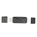 Miniatyrbild 5 av 8: 3-i-1 USB-lagringskortläsare USB C USB 3.0 MICRO USB Bärbar lagringskort Minneskortläsare med 3 kontakter Svart
