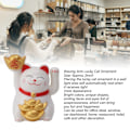 Miniatyrbillede 7 af 7: 2-tommers solcelledrevet vinkende arm Lucky Cat Ornament Bydende vinkende hånd Rigdom Fortune Cat White