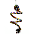 Miniatyrbild 1 av 3: Spiralpapegoja Bomullsrep med Klocka, Bungyjump Klätterrep för Leksaksfåglar, 1M Längd, Regnbåge