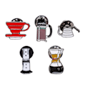 Miniatyrbillede 1 af 8: 5 stk. Nyhed Brosche Pin Kaffe Pot Værktøjer Serie Mønster DIY Fremstilling Legering Letvægts Dekorative Reversnåle til Taske
