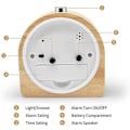 Miniatyrbild 4 av 4: Väckarklocka Batteridriven Snooze-funktion Väckarklocka Rese Trä Ljusande Analog Väckarklocka Tyst Ingen Tickande Nålklocka Stigande Ljudlarm - L