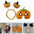Miniatyrbilde 5 av 5: Halloween Gresskar Hodebånd Og Maske Kostyme Simulering Gresskar Hodebåndoransje1 Sett
