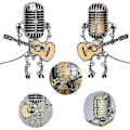 Miniatyrbild 2 av 3: 2025 Ny USB Retro Mikrofon Robot Lampa Håller Gitarr Med Ljus Vintage Heminredning