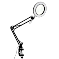 Miniatyrbillede 1 af 5: Forstørrelsesglas Skrivebordslampe med Lys og Klemme - 10x Forstørrelse - 3 Farvetilstande - 10 Lysstyrkeniveauer