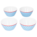 Miniatyrbillede 2 af 8: 4 stk. 6 tommer salatskål middagsserveringsskålsæt køkken imitation porcelæn middagsstel lyseblå prikker