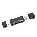 Miniatyrbild 1 av 8: 3-i-1 USB-lagringskortläsare USB C USB 3.0 MICRO USB Bärbar lagringskort Minneskortläsare med 3 kontakter Svart