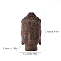 Miniatyrbild 2 av 5: Buddha Huvud Staty Gåva Display Konstgjord Prydnad för Bondgård Uteplats Skrivbord Mörkbrun