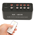 Miniatyrbilde 4 av 8: 4-veis RCA-bryter multifunksjonell 4-i-1-ut RCA-stereobrytervelger med IR-fjernkontroll for DVD-spillkonsoll