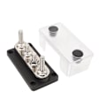 Miniatyrbillede 3 af 5: 4 Studs Strømfordelingsblok 12-48V 150A Messing Nikkelbelagt til Biler Lastbiler RV'er Marinebåde Sort