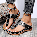 Miniatyrbillede 4 af 5: Komfortable Rhinestone Wedge Slippers til kvinder - Skridsikre Sommersandaler38 Sort